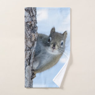 Animal Photography, Curious Squirrel Hand Towel