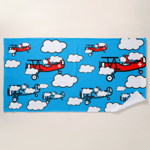 Animal Pilot Nursery Art Beach Towel