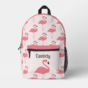 Animal Pink Flamingo Kids Name Printed Backpack