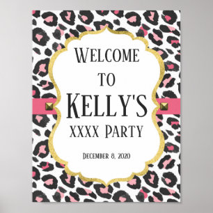 Animal, pink Leopard ,cheetah welcome sign