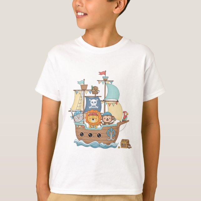 Animal Pirate Ship Adventure T-Shirt (Front)