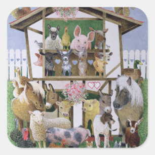 Animal Playhouse Square Sticker