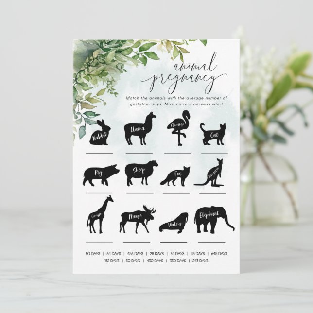 Animal Pregnancy Baby Shower Game Invitation (Standing Front)