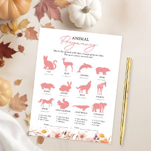 Animal Pregnancy Fall Baby Shower Game Invitation