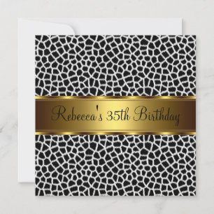 Animal Print 35th Elegant Birthday Party Invitation