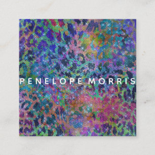 Animal Print Abstract Glitter Beauty Stylist Square Business Card