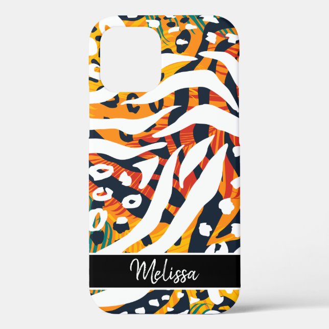 Animal Print Abstract Pattern Personalised Name Case-Mate iPhone Case (Back)