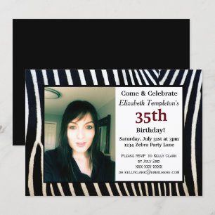 Animal Print Adult Birthday Photo Invitations