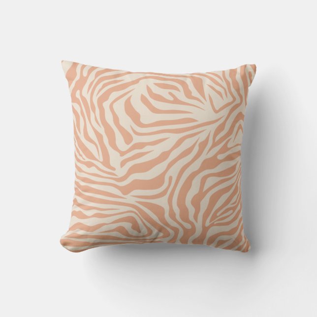 Animal Print Beige Zebra Stripes Cushion (Front)
