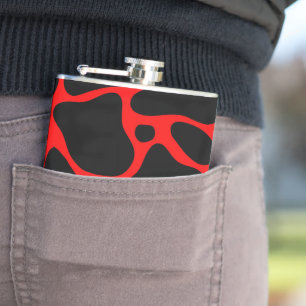 Animal print-black and red giraffe pattern hip flask