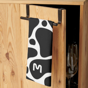 Animal print-black and white giraffe pattern tea towel