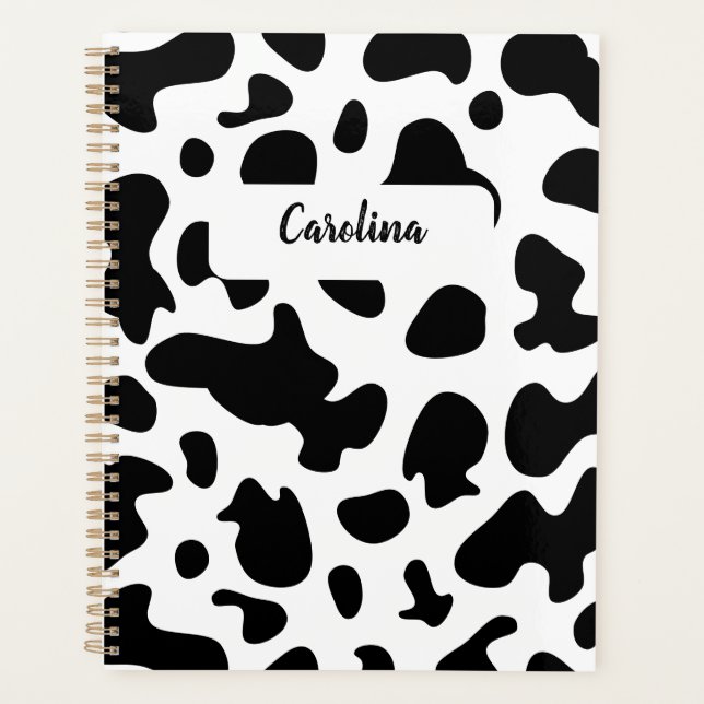 animal print black and white pattern planner (Front)
