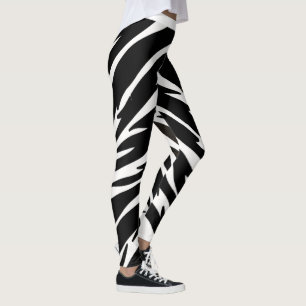 Animal Print Black White Tiger Stripes Pattern Leggings