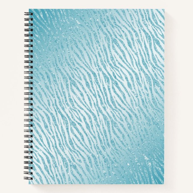 Animal Print Blue Glitter Glam Notebook (Front)