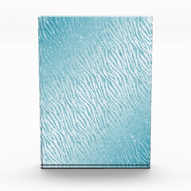 Animal Print Blue Glitter Glam Photo Block (Front)