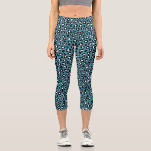 Animal Print, Blue Leopard, Cheetah Spots, Hearts Capri Leggings