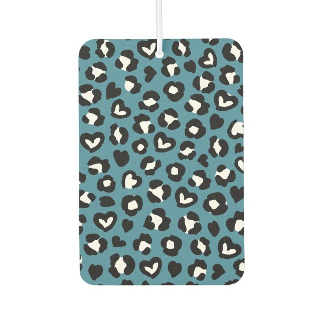 Animal Print, Blue Leopard, Cheetah Spots, Hearts Car Air Freshener (Front)