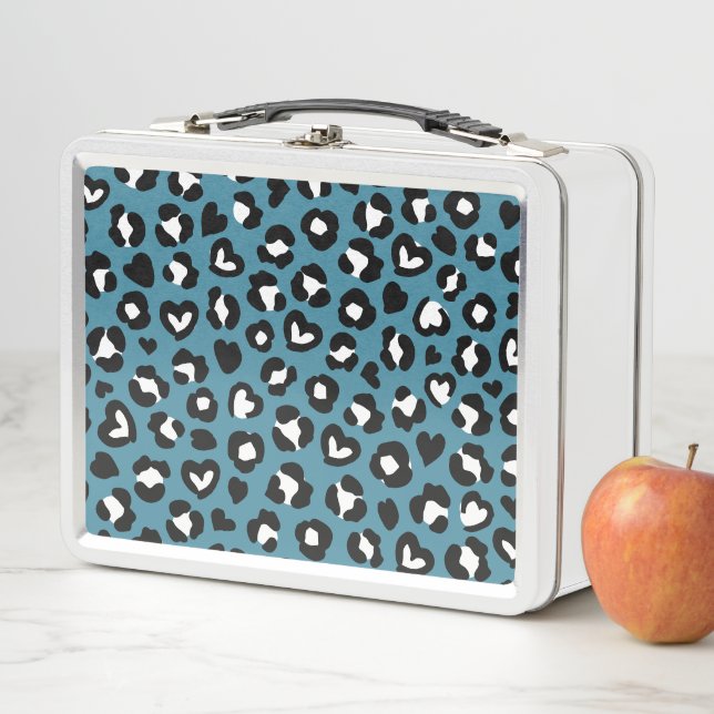 Animal Print, Blue Leopard, Cheetah Spots, Hearts Metal Lunch Box (In Situ)