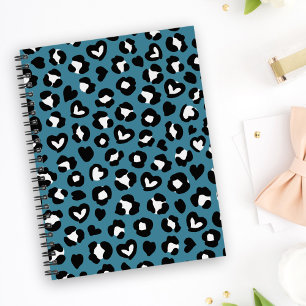 Animal Print, Blue Leopard, Cheetah Spots, Hearts Notebook