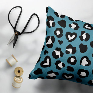 Animal Print, Blue Leopard, Cheetah Spots, Hearts Pillowcase