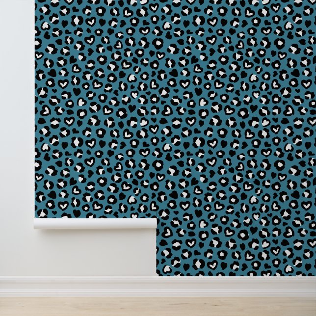 Animal Print, Blue Leopard, Cheetah Spots, Hearts Wallpaper (Application)