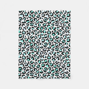 Animal Print Blue Spots Turquoise Pink Faux Black Fleece Blanket