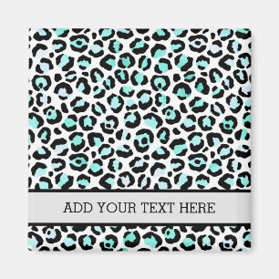 Animal Print Blue Spots Turquoise Pink Faux Black Magnet