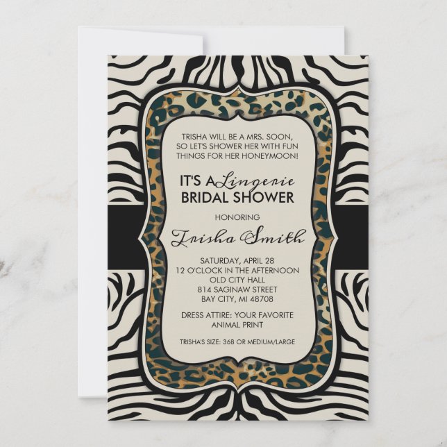 Animal Print Bridal Shower Invitation (Front)