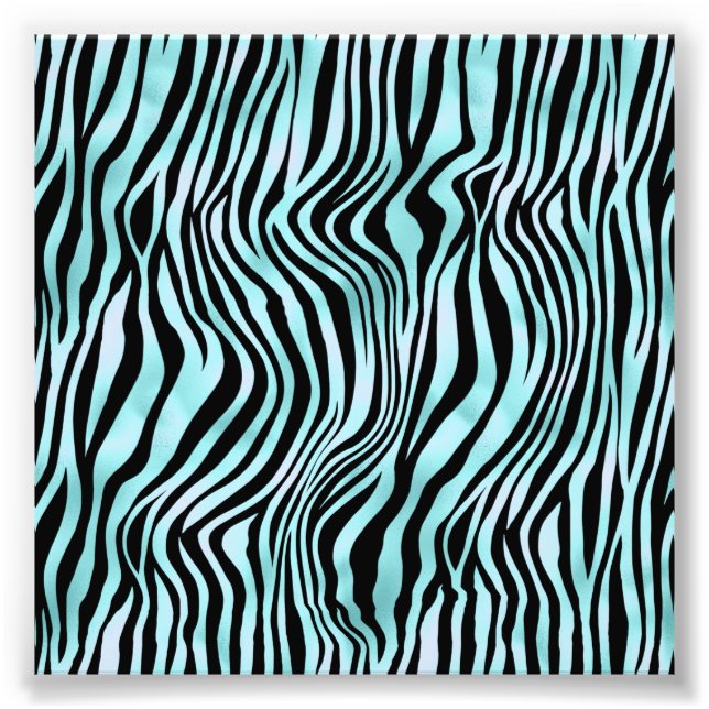 Animal Print Bright Blue Zebra Skin Turquoise (Front)