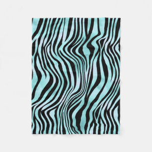 Animal Print Bright Blue Zebra Skin Turquoise Fleece Blanket