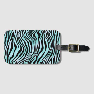 Animal Print Bright Blue Zebra Skin Turquoise Luggage Tag