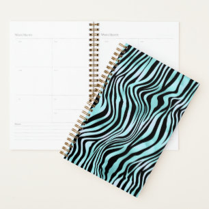 Animal Print Bright Blue Zebra Skin Turquoise Planner