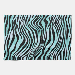 Animal Print Bright Blue Zebra Skin Turquoise Tea Towel
