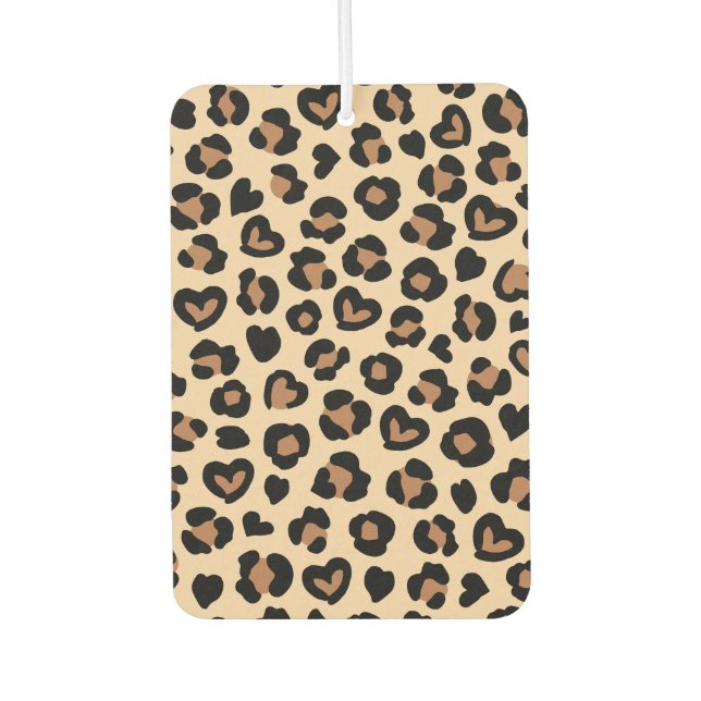 Animal Print, Brown Leopard, Cheetah Spots, Hearts Car Air Freshener (Front)