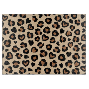 Animal Print, Brown Leopard, Cheetah Spots, Hearts Cutting Board