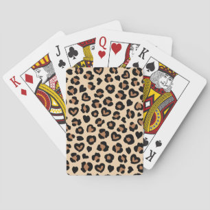 Animal Print, Brown Leopard, Cheetah Spots, Hearts Playing Cards