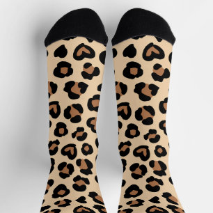 Animal Print, Brown Leopard, Cheetah Spots, Hearts Socks