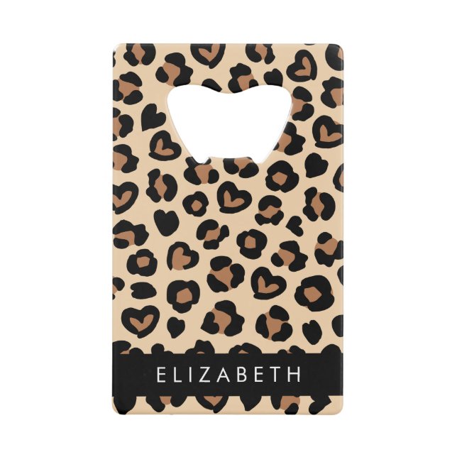 Animal Print, Brown Leopard, Hearts, Your Name (Front)