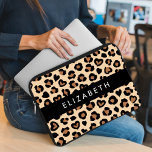 Animal Print, Brown Leopard, Hearts, Your Name Laptop Sleeve<br><div class="desc">Elegant,  stylish and sophisticated pattern with leopard spots and hearts in brown and black colour. Modern and trendy gift,  perfect for the animal print lover in your life. Personalise by adding your name,  nickname,  monogram or initials.</div>