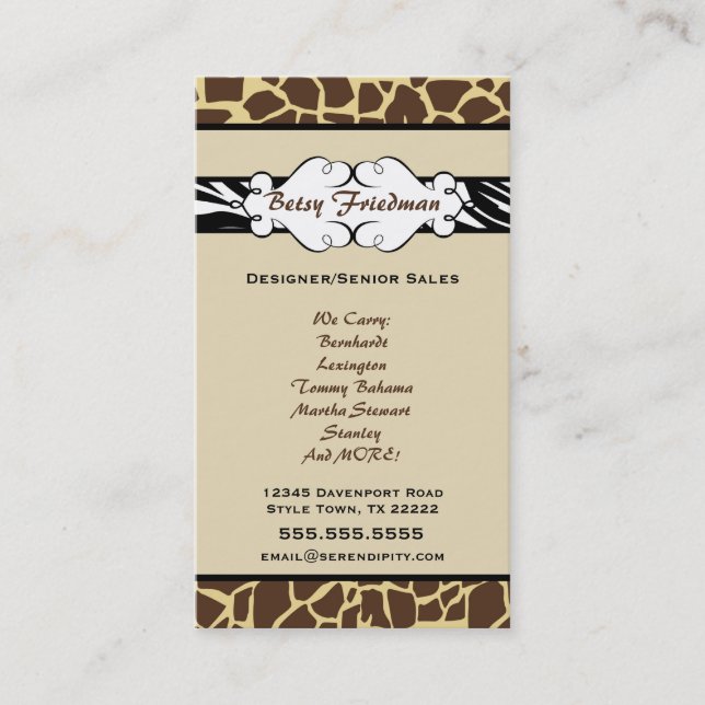Animal Print Business Card (Front)
