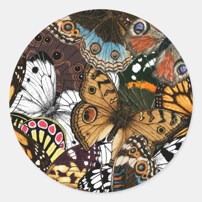 Animal print. Butterfly wings. Classic Round Sticker (Front)