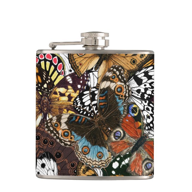 Animal print. Butterfly wings. Hip Flask (Front)