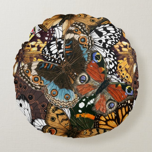 Animal print. Butterfly wings. Round Cushion (Front)