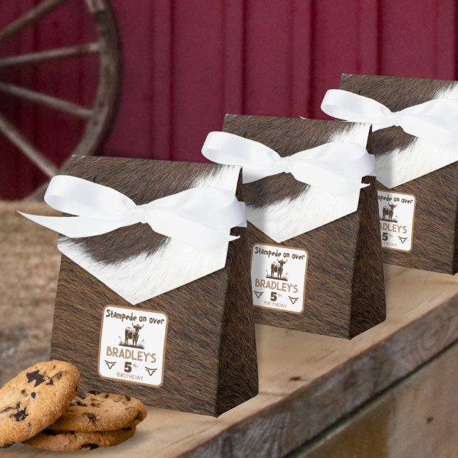 Animal Print Cattle Stampede Brown Birthday Favour Box (Creator Uploaded)