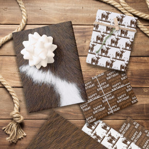 Animal Print Cattle Stampede Brown Wrapping Paper Sheet