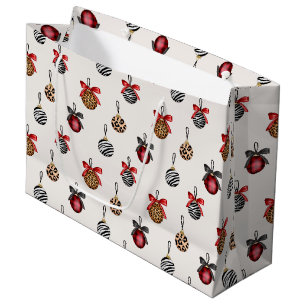 Animal Print Christmas Ornaments Pattern Design Large Gift Bag
