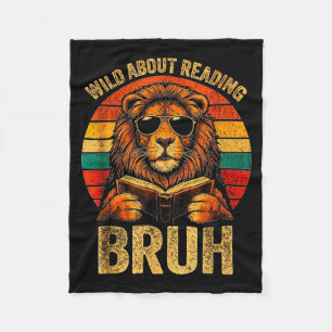 Animal print clothes wild about reading bruh kids fleece blanket