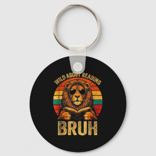 Animal print clothes wild about reading bruh kids key ring