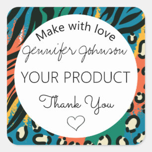 Animal Print Colorfu Square Sticker