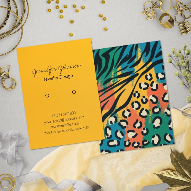 Animal Print Colourful Earring Holder Display Card (Creator Uploaded)